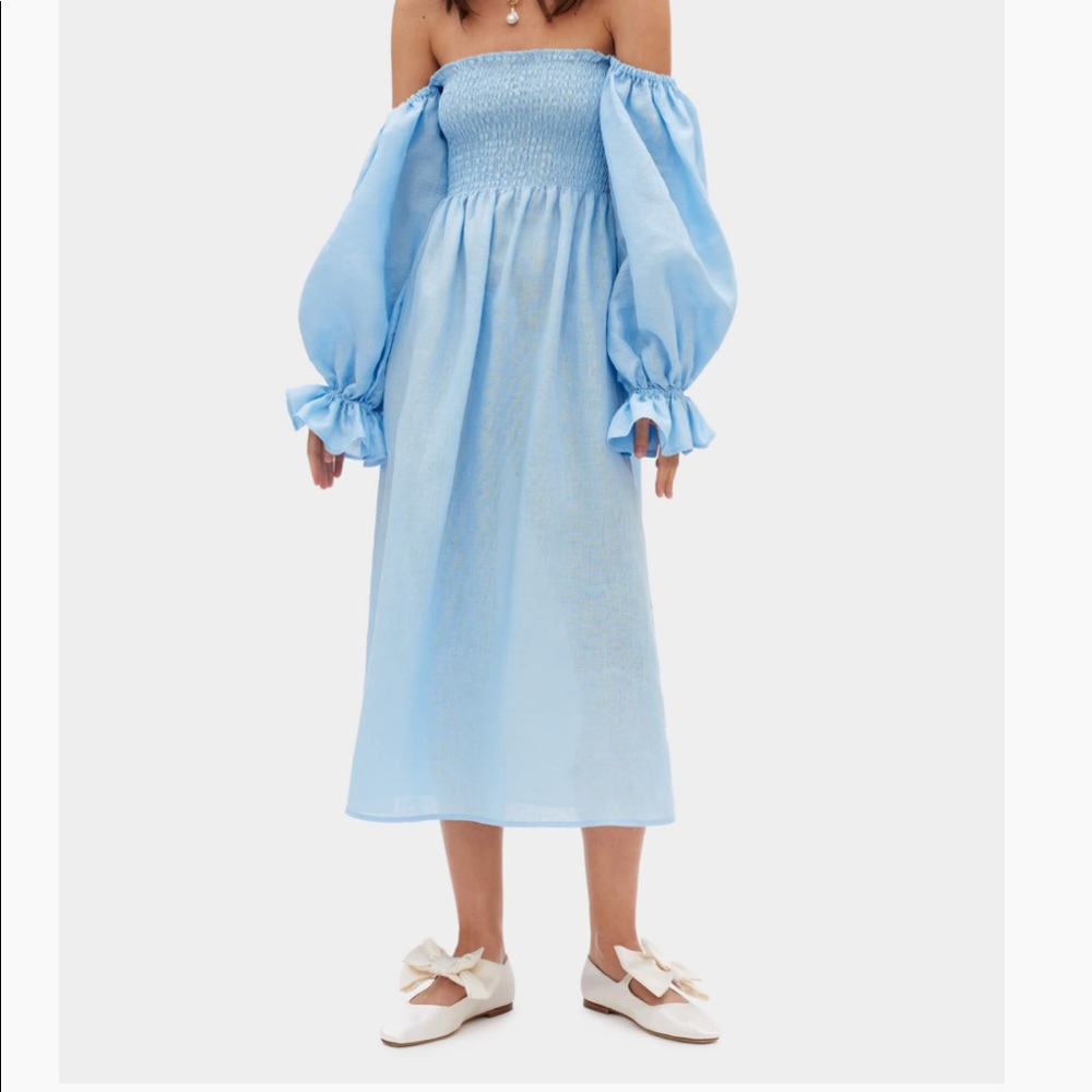The Sleeper Atlanta Linen Dress in Azure Blue